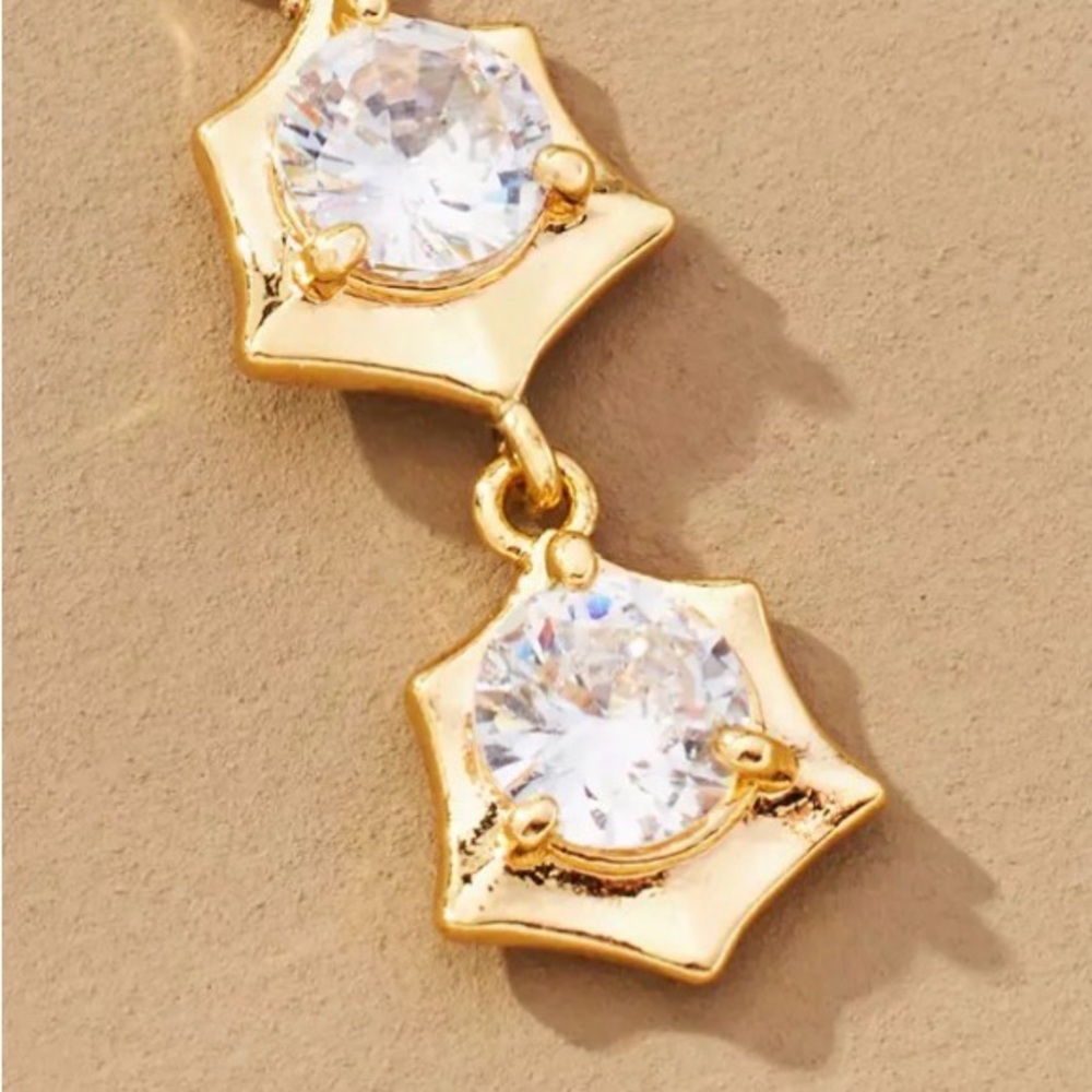 Anthropologie Serafina Double Drop Crystal Necklace - Picture 2 of 4